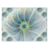 Blühen Fantasy Modern Blue Green Fraktal Blume Tischdecke (Vorderseite (Horizontal))