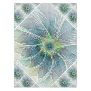 Blühen Fantasy Modern Blue Green Fraktal Blume Tischdecke