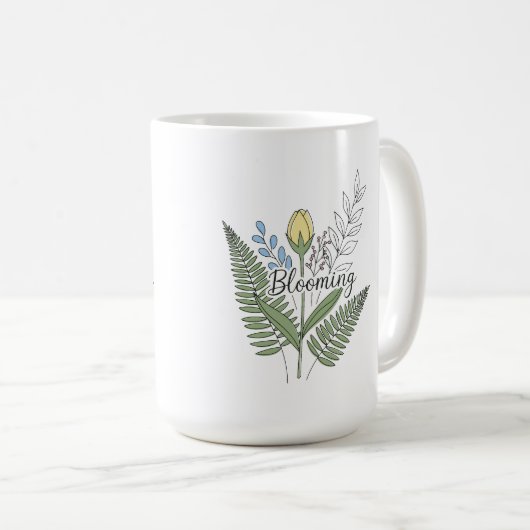 "Blühen", floral und botanisch Kaffeetasse (VorderseiteRechts)