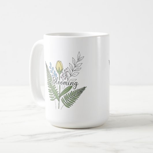 "Blühen", floral und botanisch Kaffeetasse (Vorderseite Links)
