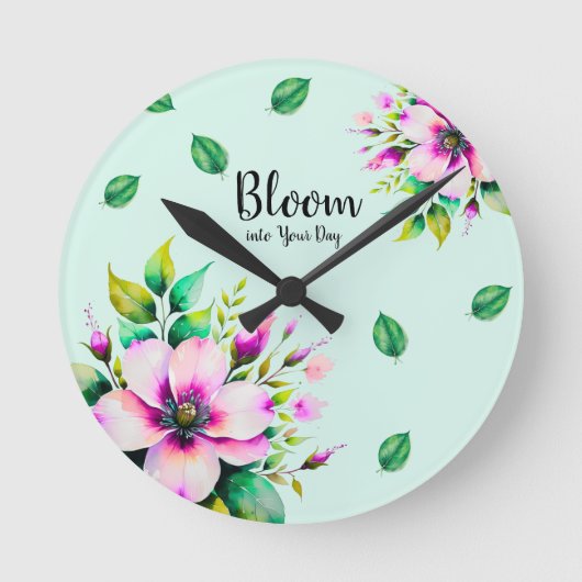 Blühen in deinen Tag Runde Wanduhr (Vorderseite)
