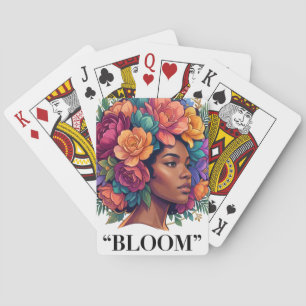 Blühen Inspirierende schwarze Frau Blumen-Afro Spielkarten