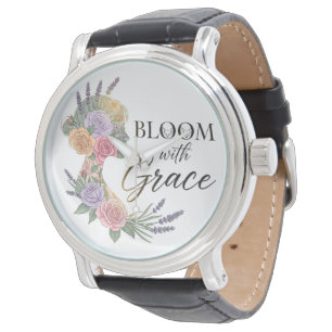 Blühen mit Grace Elegante Silhouette Armbanduhr