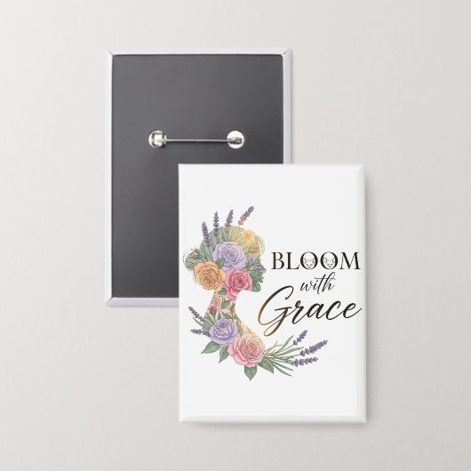 Blühen mit Grace Elegante Silhouette Button (Vorderseite/Rückseite)