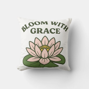 Blühen mit Grace - Minimalistische rosa Wasserlili Kissen