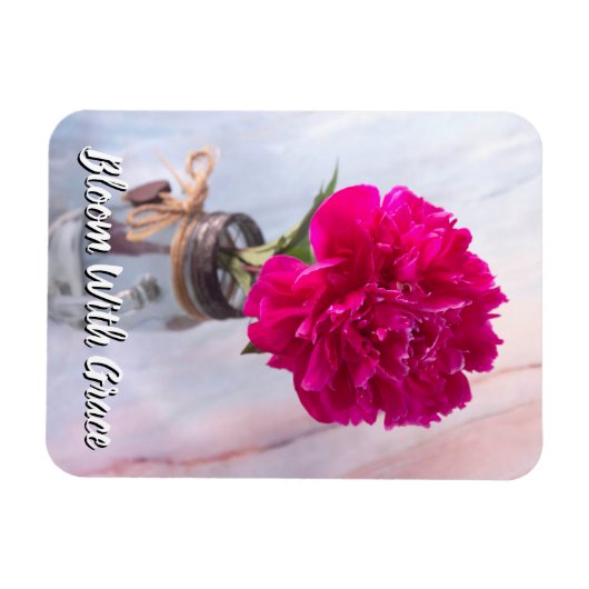 Blühen mit Lila Peony in Vase Magnet (Horizontal)