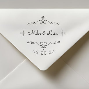 Blühen Namen des Paares Hochzeit Termin vormerken Gummistempel