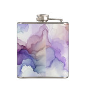 Blühen Orchid Lila Wasserfarbe Abstrakte Kunst Flachmann (Rückseite)