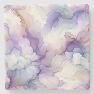 Blühen Orchid Lila Wasserfarbe Abstrakte Kunst Steinuntersetzer