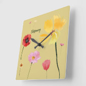Blühen Quadratische Wanduhr (Winkel)