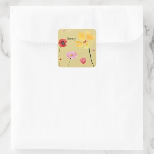 Blühen Quadratischer Aufkleber (Tasche)