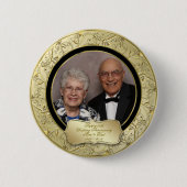 Blühen Sie Hochzeits-Jahrestags-Foto des Button (Vorderseite)