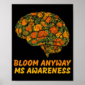 Blühen Sie MS-Bewusstsein Gehirn floral Multiple S Poster