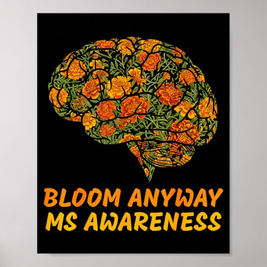 Blühen Sie MS-Bewusstsein Gehirn floral Multiple S Poster (Vorne)