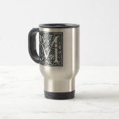 blühen Sie silbernes Monogramm - M Reisebecher (Vorderseite Links)