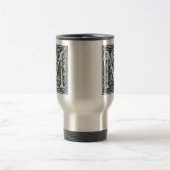 blühen Sie silbernes Monogramm - M Reisebecher (Mittel)