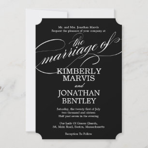 Blühen Sie Text Vintage-Hochzeitseinladung in Schw Einladung