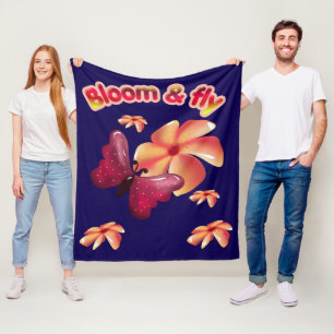 Blühen und Fliegen Schmetterling Blumen Ästhetik C Fleecedecke