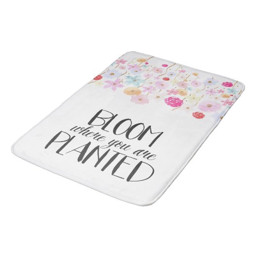 Blühen, wo Sie gepflanzte Aquarellfarben-Blume sin Badematte (Schrägansicht)