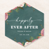Blühend Chic Tief Teal Grün Florale Hochzeit Untersetzer (Vorderseite)