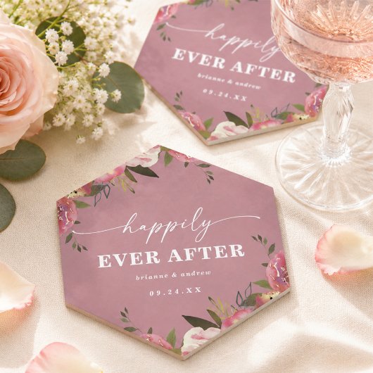 Blühend Chic Wilde Rose Pink Blumenhochzeit Untersetzer