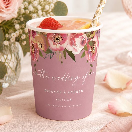 Blühend Chic Wilde Rose Pink Florale Hochzeit Pappbecher