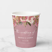 Blühend Chic Wilde Rose Pink Florale Hochzeit Pappbecher (Vorderseite)