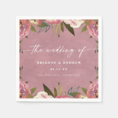 Blühend Chic Wilde Rose Pink Florale Hochzeit Serviette (Vorderseite)