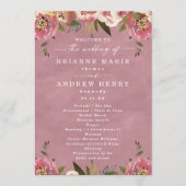 Blühend Chic Wilde Rose Pink Hochzeitszeremonie Programm (Vorderseite)
