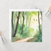 Blühend Grünwald | Natur Wasserfarbe Karte (Vorderseite/Rückseite Beispiel)