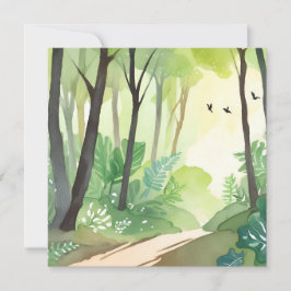 Blühend Grünwald | Natur Wasserfarbe Karte