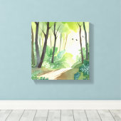 Blühend Grünwald | Natur Wasserfarbe Leinwanddruck (Insitu (Holzboden))