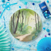 Blühend Grünwald | Natur Wasserfarbe Pappteller (Party)