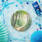 Blühend Grünwald | Natur Wasserfarbe Pappteller (Party)
