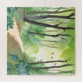 Blühend Grünwald | Natur Wasserfarbe Puzzle (Horizontal)