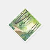 Blühend Grünwald | Natur Wasserfarbe Serviette (Ecke)