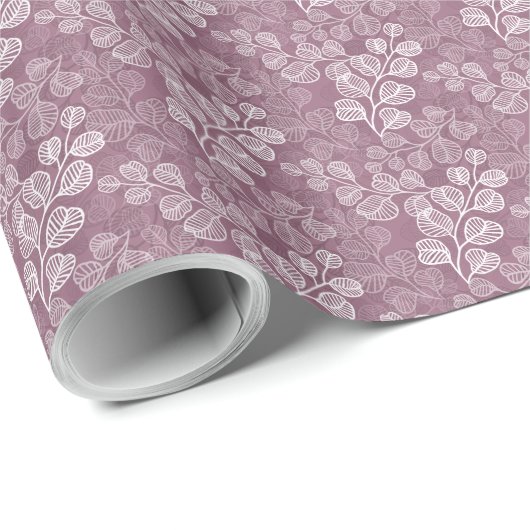 Blühend Leafy-Silhouetten Gentle Serenity Plum Geschenkpapier (Rolleneckpunkt)