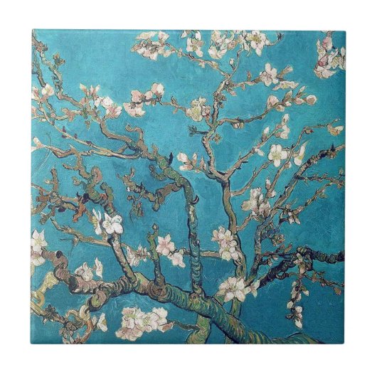 Blühende Almond Tree Floral Vincent van Gogh Fliese (Vorderseite)
