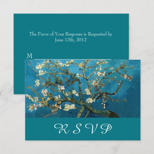Blühende Almond Tree Hochzeit RSVP Karte (Vorne/Hinten)
