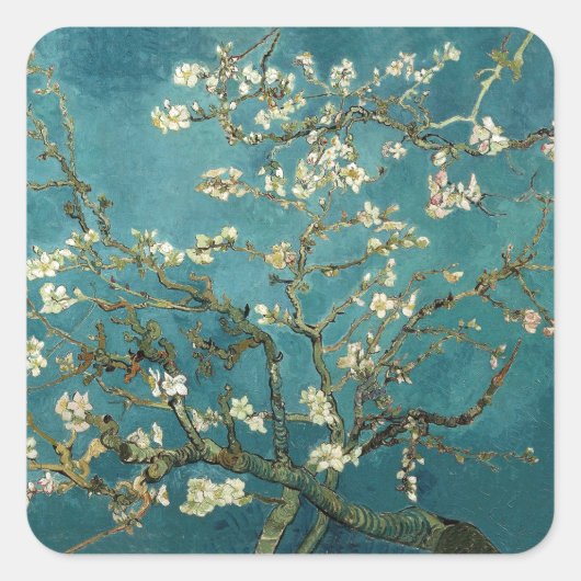 Blühende Almond Tree - Van Gogh Quadratischer Aufkleber (Vorderseite)
