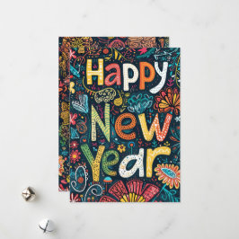 Blühende Anfänge - Ein handGezeichnet Neujahrsgrös Feiertagskarte