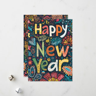 Blühende Anfänge - Ein handGezeichnet Neujahrsgrös Feiertagskarte