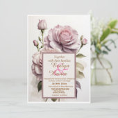 Blühende Anfänge zu rosigen Romanen Einladung (Stehend Vorderseite)