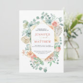 Blühende Apricot Geometrie - Hintergrund aus weich Einladung (Stehend Vorderseite)