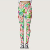 Blühende Aquarellfarben-Sukkulente Muster 2 Leggings (Vorderseite)