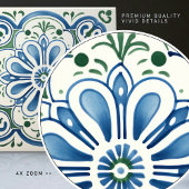 Blühende azurblaue Keramik Drucktafel Fliese