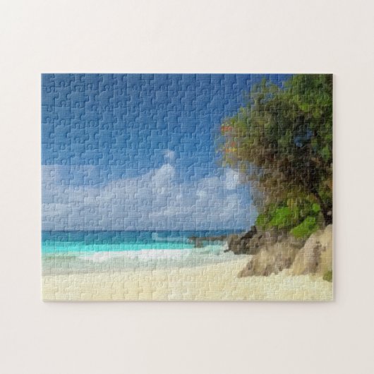 Blühende Bäume am Strand Puzzle (Horizontal)