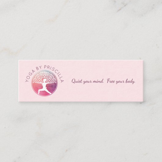 Blühende Bäume Frauen Yoga-Pose Logo Mini Visitenkarte (Vorderseite)