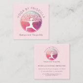Blühende Bäume Frauen Yoga-Pose Logo Quadratische Visitenkarte (Vorne/Hinten)