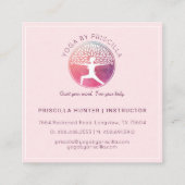 Blühende Bäume Frauen Yoga-Pose Logo Quadratische Visitenkarte (Rückseite)